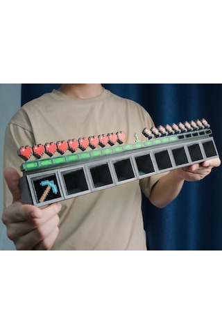 Minecraft Kalp Ve Kazma Temalı Envanter Slotu 30 Cm Uzunluğunda 3d Baskı Masaüstü Süs / Dekorasyon 30 CM