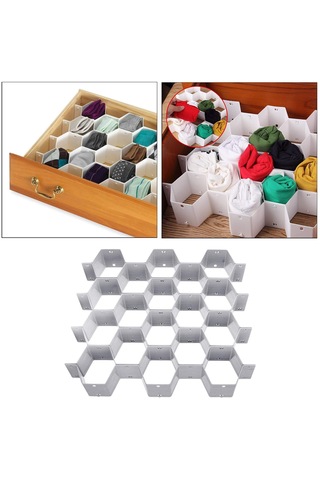 Homyl Petek Dolap Çorap İç Çamaşır Çekmece Bölücü Düzenleyici Gri Gri