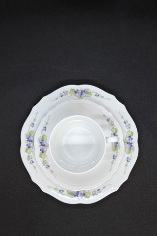 Röslau Menekşe Vintage Çay Fincanı 3 Parça 210 Ml Mor-beyaz