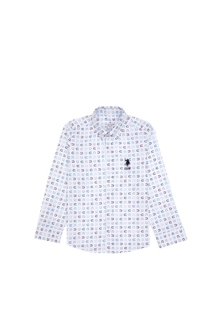 U.s. Polo Assn. Erkek Çocuk Beyaz Gömlek Desenli 50316682-vr013 Beyaz