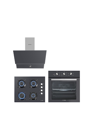 Kumtel B66-SF2 MT - KO-40 TAHDF - DA6-830 Kristal Antrasit Cam Ankastre Set