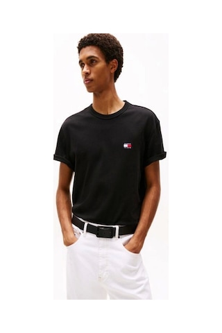 Tommy Hilfiger Tommy Jeans Erkek Siyah Bisiklet Yaka T-shirt Siyah