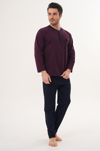 Markalinda 3130 Bordo Büyük Beden Erkek Pijama Takımı Bordo