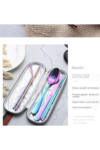 Homyl Paslanmaz Çelik Batı Bıçağı Çatal Paketleme Altın