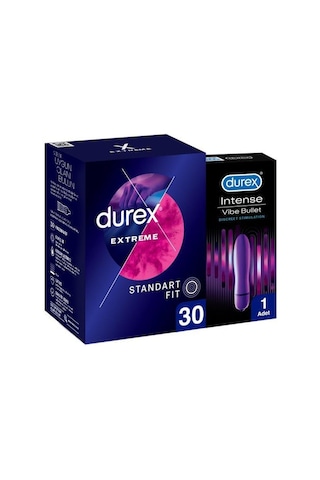 Durex Extreme  ve Tırtıklı Prezervatif 30'lu + Delight Bullet Titreşimli Vibratör