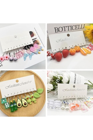 Kangvka Hayvan Ve Meyve Desenli 30 Çift Ohring Seti - Stili Ve Tarzını Yükseltmek İçin Eşsiz Kombinasyonlar Diğer