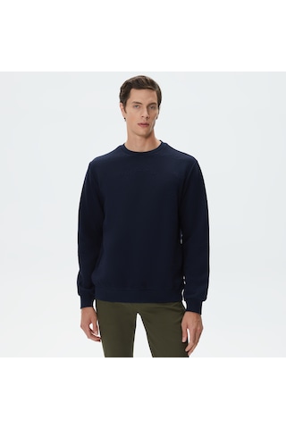 Nautica Nautıca Erkek Lacivert Standart Fıt Jakarlı Uzun Kollu Sweatshırt Düz K37225t Lacivert