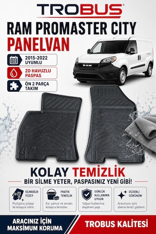 Trobus Ram Promaster City Panelvan 2015-2022 2d Havuzlu Paspas 2 Parça