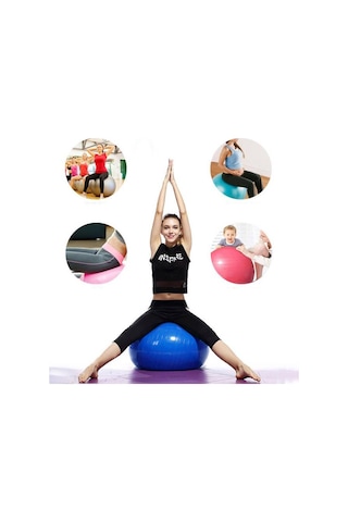 Büyük Boy Pilates Topu 65 CM Pilates Topu + Pompa Fuşya