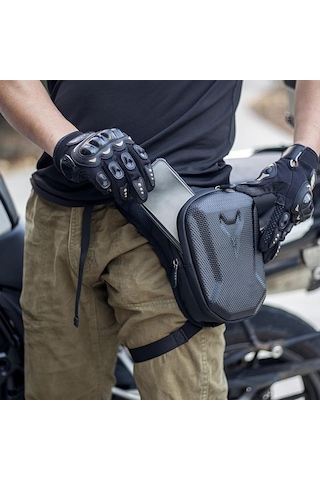 Lederax Motosiklet Bisiklet Scooter Bacak Çantası Bel Çantası Ld617 Siyah