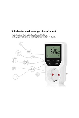 Youmex Akıllı Zamanlayıcı Prizi 16a 3680w - 10 Grup Zaman Ayarı, Sayısal Ekran, Pilli, Enerji Tasarrufu, Ev Aletleri Kontrolü Avrupa Standartı