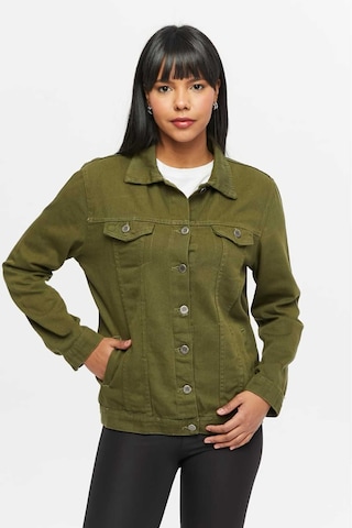 Shevega Kadın Haki Boyfriend Uzun Keten Ceket Haki