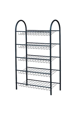 Uykula 5 Raflı Metal Ayakkabılık - Çok Amaçlı Modern Antre Düzenleyici - Siyah 64x108x30 Cm