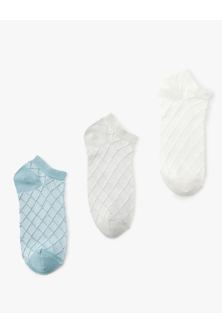 Koton Basic 3'lü Patik Çorap Seti Çok Renkli Dokulu Multıcolor 5sak80315aa Mavi