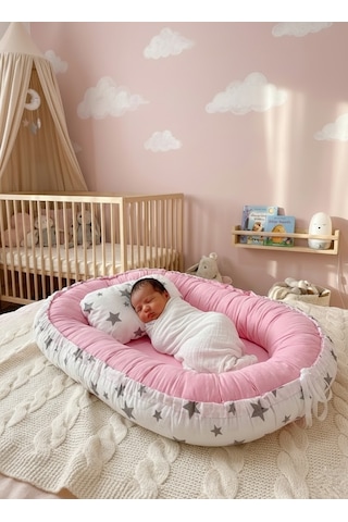 Babynest Yer Yatağı Yıldızlı Pembe Bebeciden