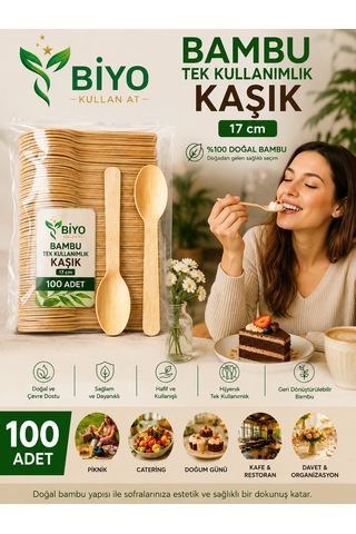 Tek Kullanımlık Bambu Kaşık 100 Adet