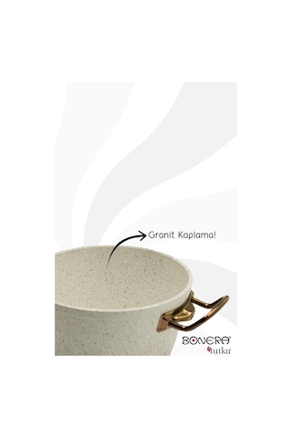 Milena 7 Parça Granit 18-22-26 Cm Tencere & 26cm Tava Set Beyaz