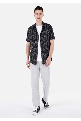 Colin's Colins Regular Fit Shirt Neck Baskılı Erkek Siyah Kısa Kol Gömlek Cl1067580 Q1.v1 Blk Siyah