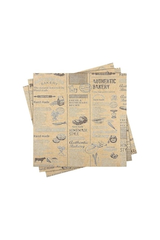 Vintage Gazete Desenli Yağlı Sunum Kağıdı Hamburger, Sandviç Ve Patates Servis Kağıdı Yağ Sızdırmaz Baskılı Gıda Sarma Ve Tepsi Altlığı - 50 Adet Açık Gri