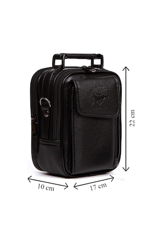 Newish Polo Erkek Deri Çelik Kasalı Kapaklı Omuz Ve El Çantası 17x22cm New188 - Antrasit