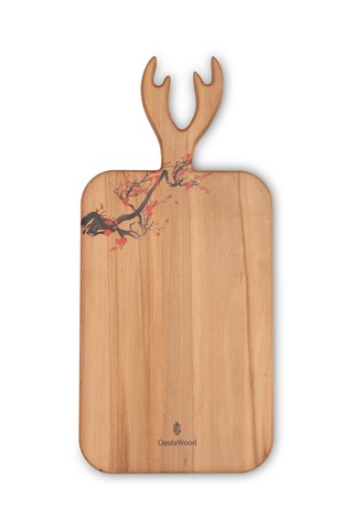 Yekpare Masif Ahşap Sunum Kesme Tahtası Desenli Kayın Medium 13