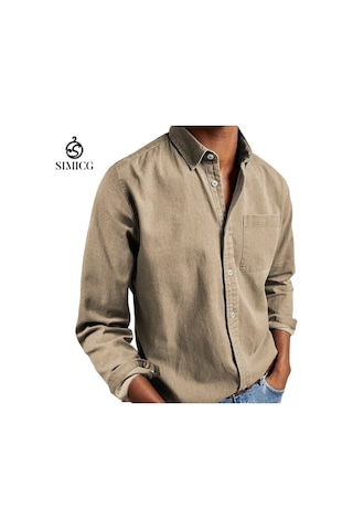 Erkek Gömleği Uzun Kollu Yakalı Erkek Gömleği Kahverengi