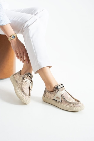 Dericia Shoes Rush Hakiki Deri Rahat Dantel Detaylı Tüllü Kadın Sneaker Bej