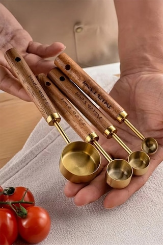 Perotti Vasto Gold Ahşap Saplı 4 Lü Ölçü Kaşığı Küçük Boy 17742 Gold