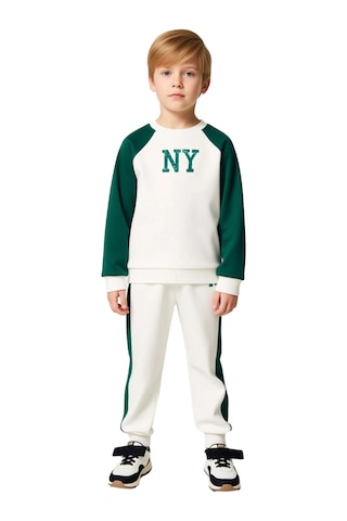 Frm Erkek Çocuk Şık Ve Konforlu Pamuklu Sweatshirt Ve Eşofman Altı Ta Ekru