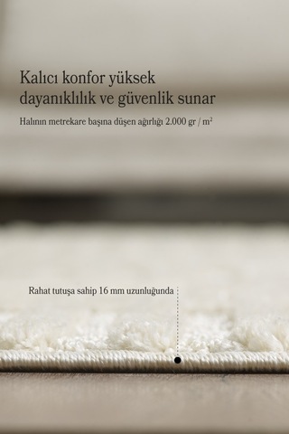 Yumuşak Peluş Tüylü İskandinav Desenli Kabarık Bukleli Krem Renkli Halı Krem
