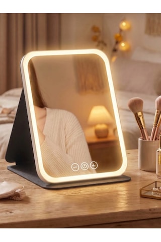 Mucit Home Led Makyaj Aynası Işıklı Katlanabilir Masaüstü Makyaj Aynası 3 Aydınlatma Modlu Makyaj Aynası Renkli