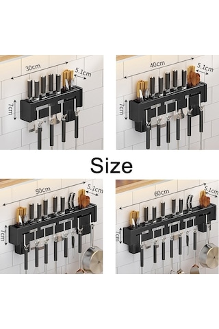 Pazly Mutfak Duvara Monte Rafsız Bıçak Tutucu, Ergonomik Tasarım Ahşap