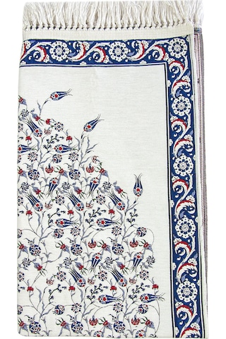 Lale Desenli Dokuma Seccade - Lacivert