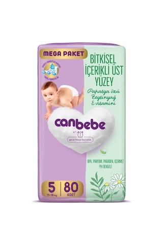 Canbebe Bebek Bezi Beden:5 11-18kg Junior 160 Adet Mega 5 Numara