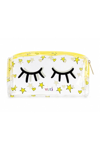 Vuki Kirpik Desenli Şeffaf Kalemlik Çocuk Kalem Kutusu Pvc Makyaj Ve Kozmetik Çantası 18x9x6 Cm Çok Renkli