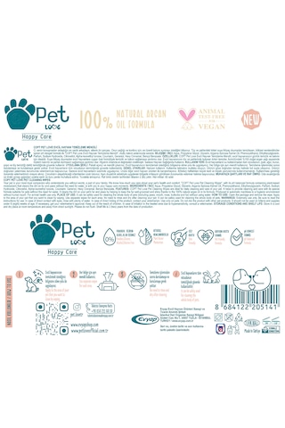 Pet Love Evcil Hayvan Temizleme Mendili Doğal Argan Yağlı 4 x 60 Adet
