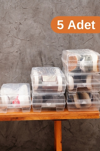 Esti 5 Adet - Ayakkabı Kutusu Şeffaf Ayakkabı Saklama Kutusu