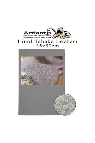 Linol Tabaka Levhası 35x50 Cm 2mm Gri 1 Adet Linolyum Tabaka Gri Linol Muşamba Baslı Levha