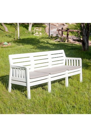 Lara Bahçe Balkon 3 'lü Koltuk-Beyaz