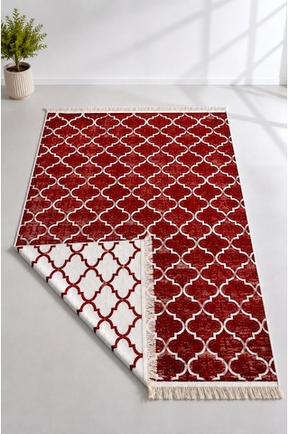 Kilim Paspas Çok Amaçlı Halı Makinede Yıkanabilir Toz Yapmaz Kırmızı