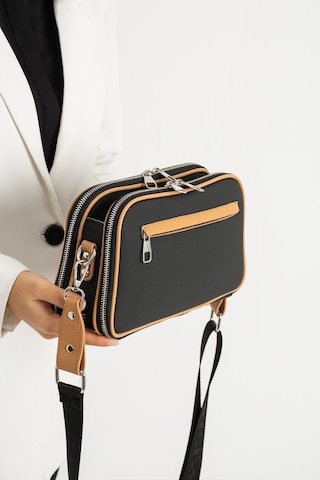 Just Polo Kadın Siyah 5 Bölmeli Omuz Ve Çapraz Askılı Çanta - Siyah Taba Siyah - Taba