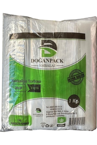 Doğanpack Şeffaf Naylon Bakkaliye Poşeti Torbası 10 x 1 KG 20 x 30 CM