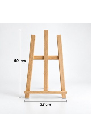 Ahşap Şövale Sergileme Standı 50 Cm - Doğal Ahşap Rengi