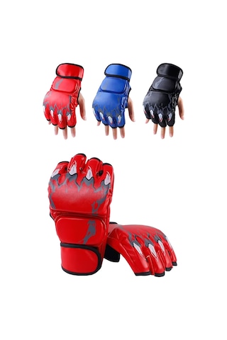 Moveevo Erkek Kadın Yarı Parmak Boks Eldiveni - Sert Lastik Malzeme, Eldiven Kolluk, Antrenman Savaş Sporu İçin Dayanıklı Ve Rakipsiz Tutuş Siyah