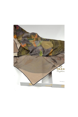 Aker Bosphorus Çift Taraflı İpek Twill Eşarp 89147112 Yeşil-somon