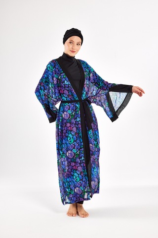 Adasea Uv Korumalı Mayo Üzerine Tek Pareo Kimono 1711 Mor Mor
