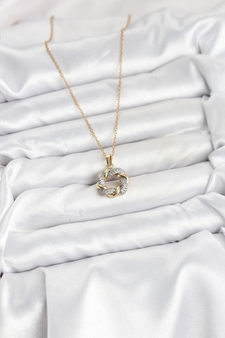 316l Çelik Zincir Gold Renk Zirkon Taşlı Sarmal Model Kadın Kolye - Prt3500eb09335-95257 altın