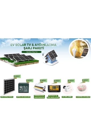 Güneş Paneli Seti Aydınlatma Tv Telefon Şarj Paketi