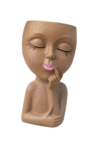 Sevimli Baş Saksı/yüz Saksı, İç Mekan Bitkileri İçin, Kız Yüz Saksı Sevimli Bayan Baş Saksı, Kahverengi