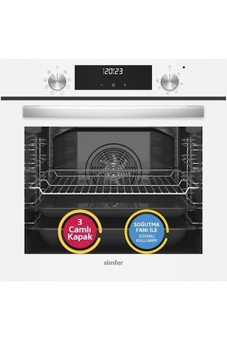 Simfer 9 Fonksiyon QS Dijital Beyaz 2'li Ankastre Set (8209 Fırın + 3507 Ocak)
